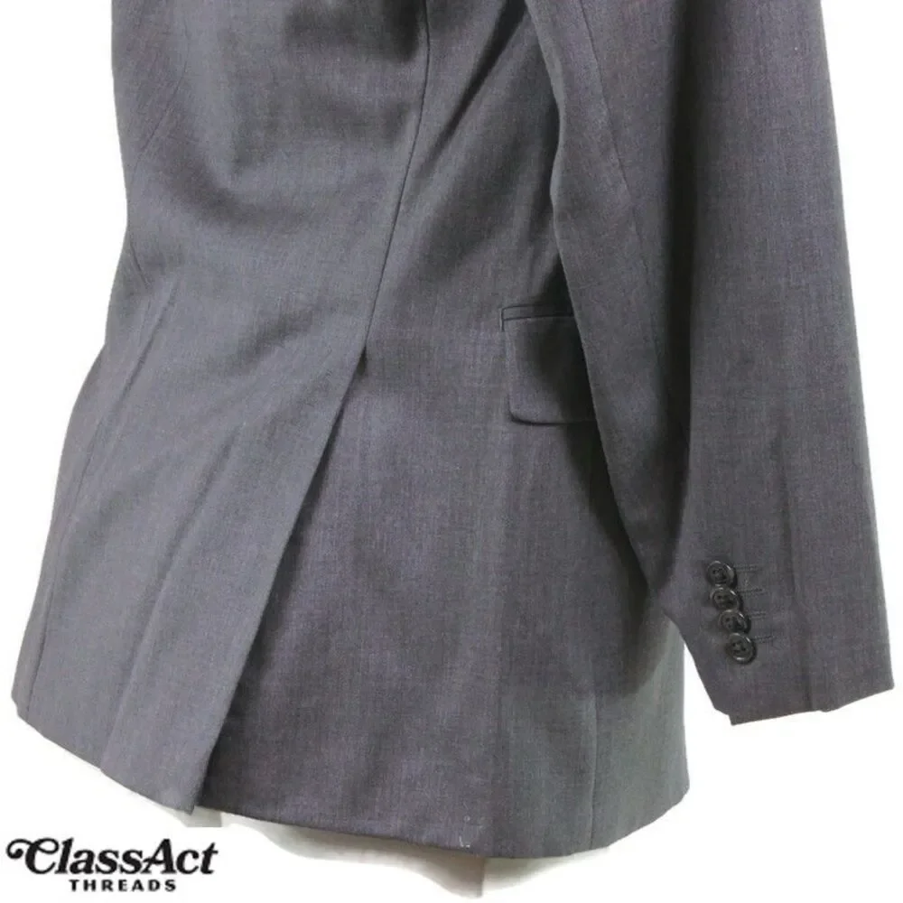 Alfani Suit Jacket Sport Coat Blazer Mens Gray Double Vented Wool 2 Btn 40R